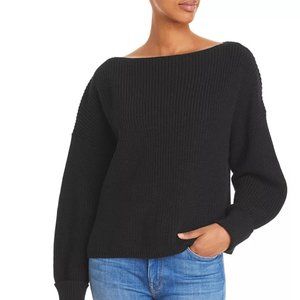 NWT French Connection Black Millie Mozart Knits Cotton Boat Neck Sweater